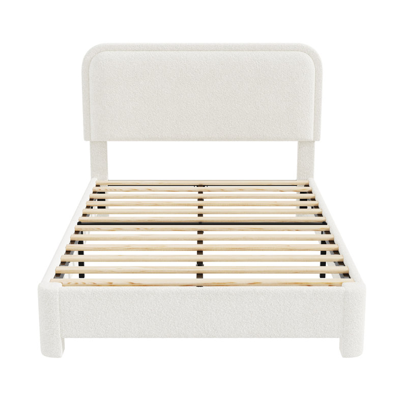 Ensemble de mobilier de chambre à coucher: lit plateforme tapissier en molleton avec commode cannelée Teddy, Full, 8
