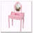 Pink Princess Vanity Desk Set with 360° Rotating Mirror, 4 Drawers and Stool-1639920632