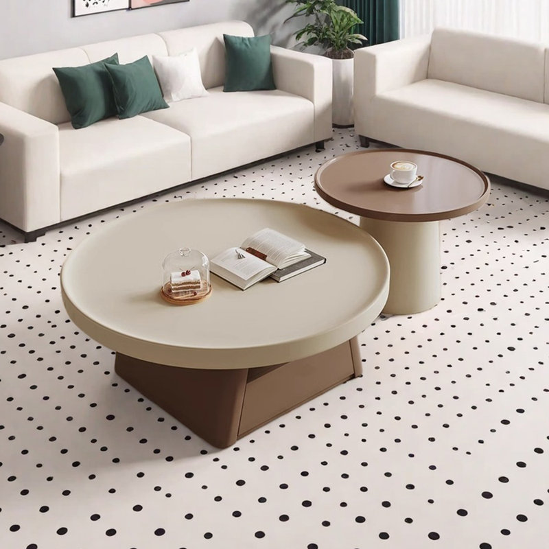 Ensemble de tables basses Creamy, H 15,74 po x L 31,49 po x l 31,49 po, Crème/brun