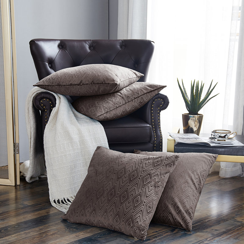 Housse de coussin carrée en velours ikat, Métal industriel