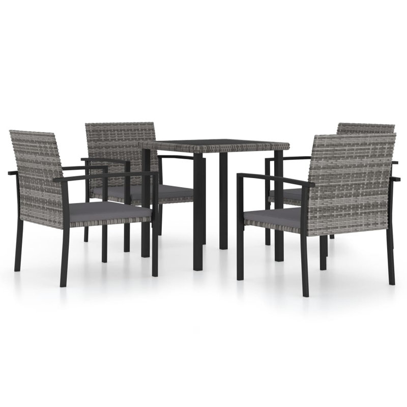 Ensemble repas pour 4 personnes avec coussins Square, gris, gris