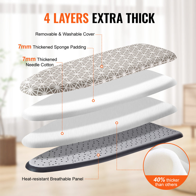 Adjustable Gray Ironing Board with Heat-Resistant Cover