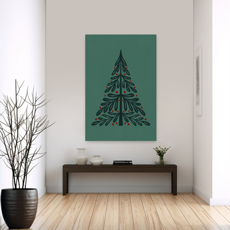 Contemporary Art Abstract Contemporary Christmas Tree Winter Wall Art by Angela Minca - Wrapped Canvas Print