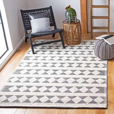 Tapis géométrique en laine tissé à la main Centerton