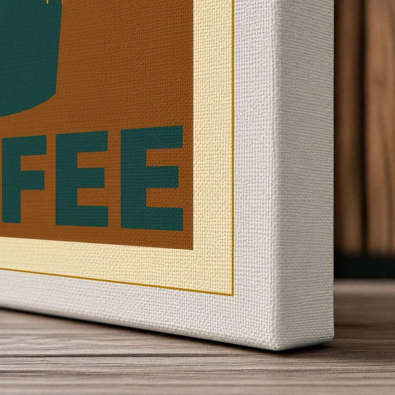 Coffee and Mountains Mid-Century - Wrapped Canvas, 18x12 - 45.7 x 30.5 cm, Cream Border