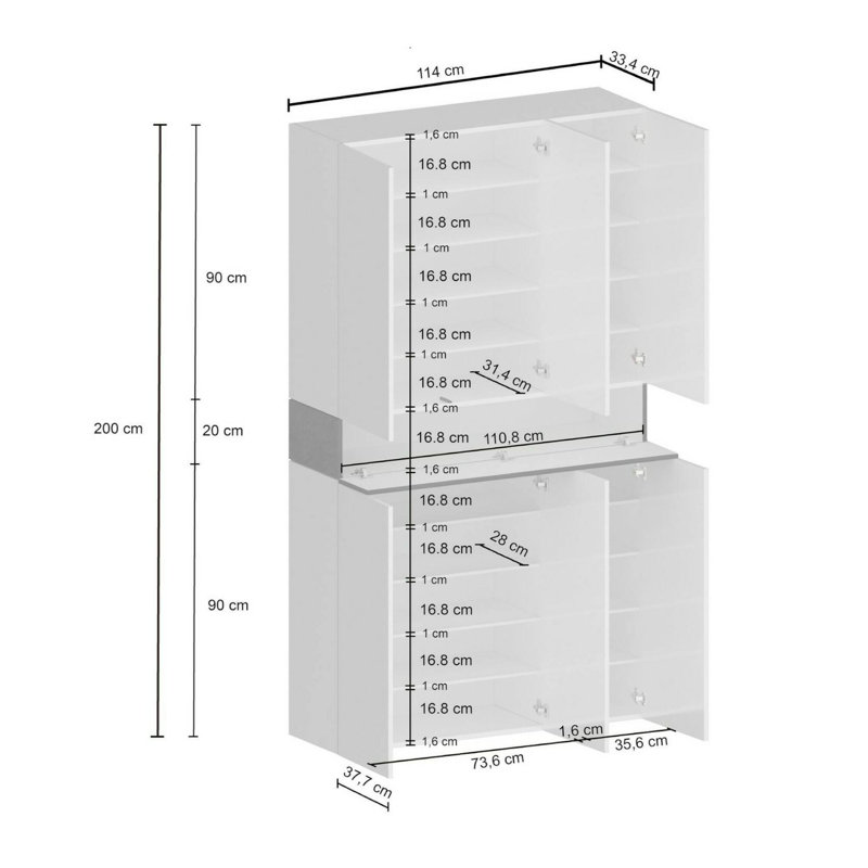 15 Pair Shoe Storage Cabinet, Beige