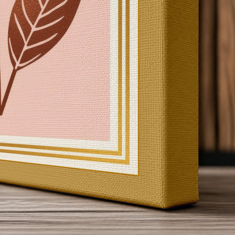 Centered Bloom Botanical - Wrapped Canvas, 36x24 - 91.4 x 61.0 cm, Ochre Border