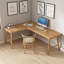 Bureau en bois massif en forme de L-197282310