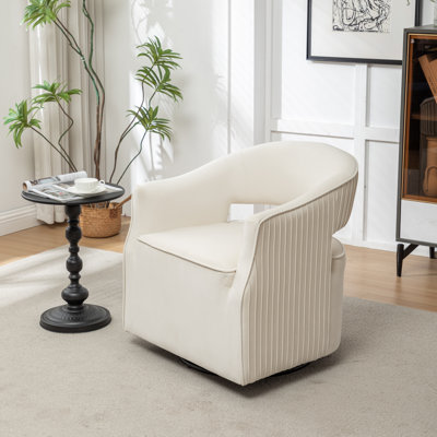 Fumiyo Velvet Swivel Barrel Chair