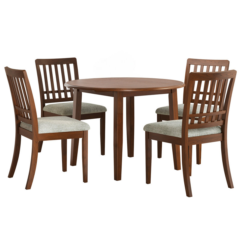Ensemble de salle à manger extensible Denali avec chaises rembourrées et tissu résistant aux taches, 5 pièces, Brun