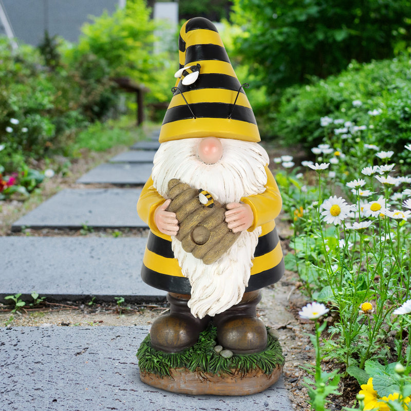 Gnome de jardin solaire avec ruche Exhart