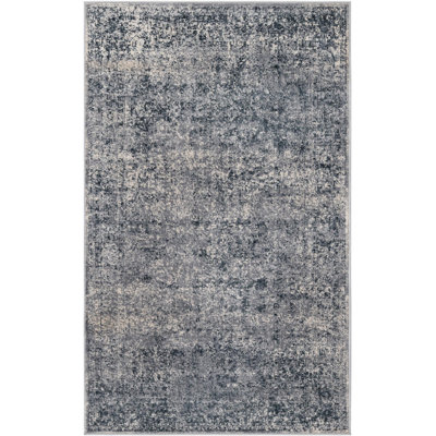Tapis oriental bleu et gris Lanett