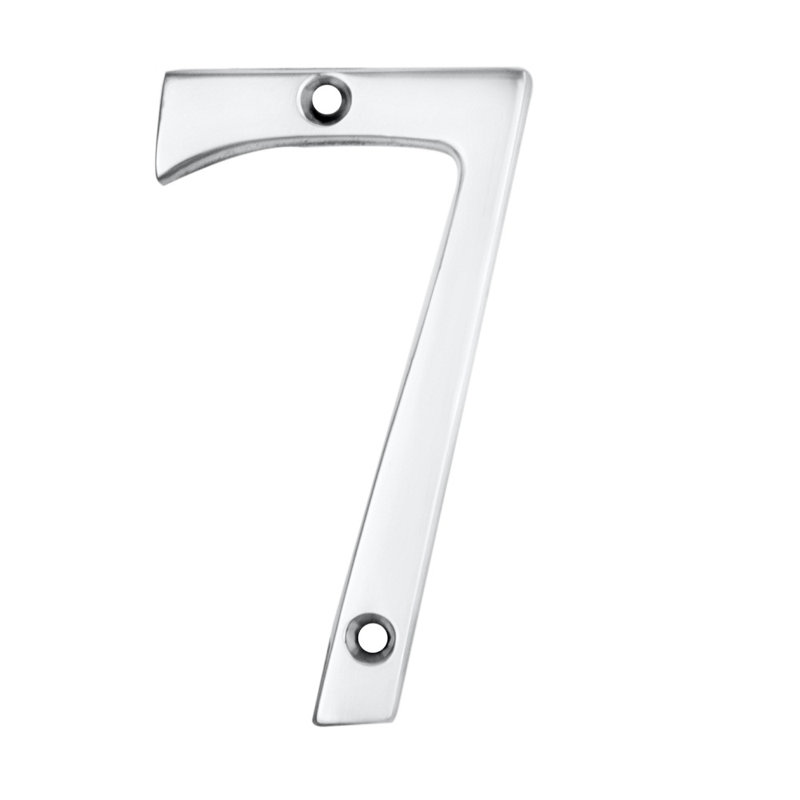 Clapham 7cm H Brass House Number, Polished Chrome, 7