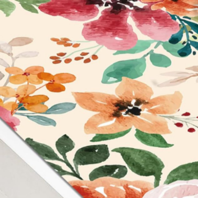 Multicolore, ensemble de 2 tapis de cuisine à motif aquarelle, décoration botanique rétro pour la cuisine et le salon