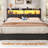 Upholstered Headboard with LED Lights and Charging Station-221662603