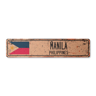 Plaque de rue Manille en aluminium 4 po x 18 po