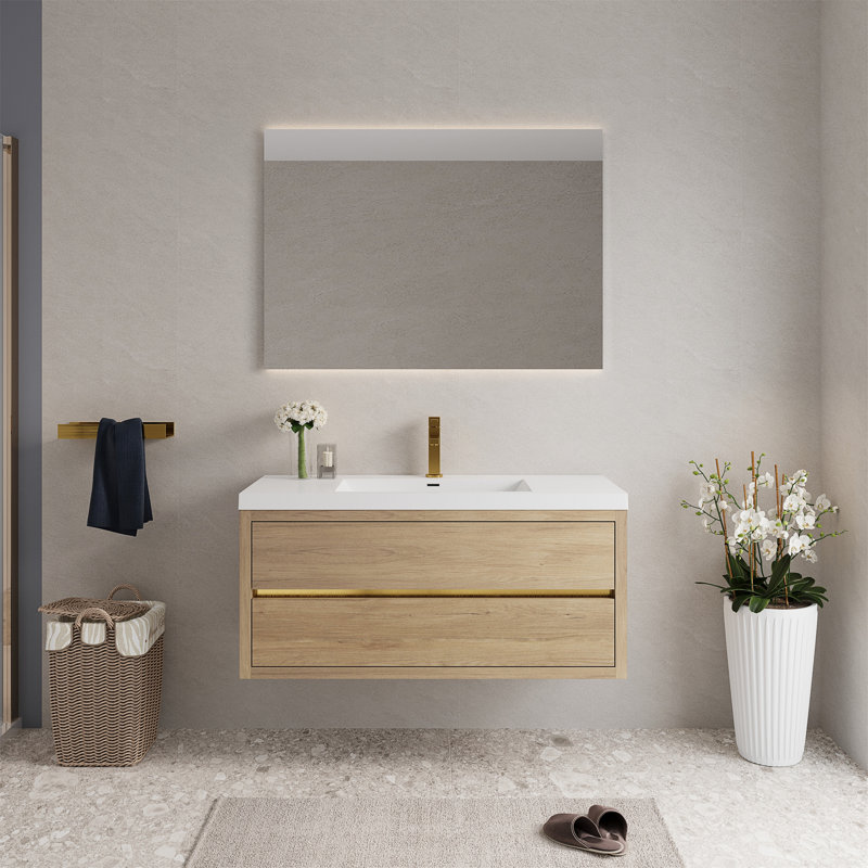 48" Wall-Mounted Bathroom Vanity With Sink