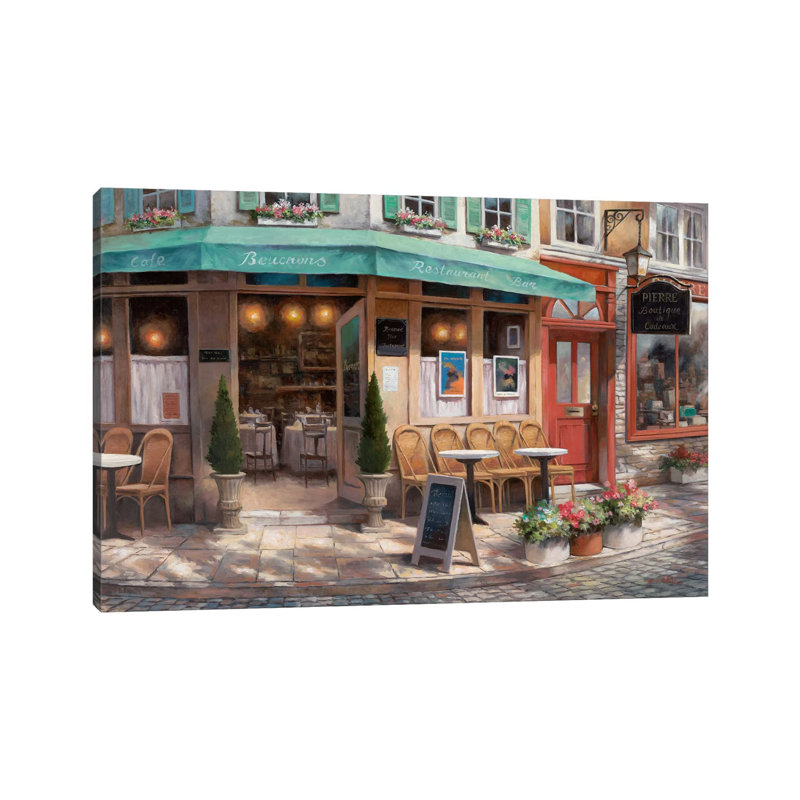 Café Beauchons par T.C. Chiu - peinture sur toile tendue, H 40 po x l 60 po x 1,5 po