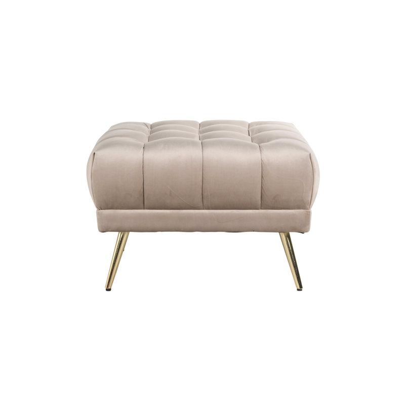 Repose-pieds de cocktail carré en velours Huxley, Velours beige