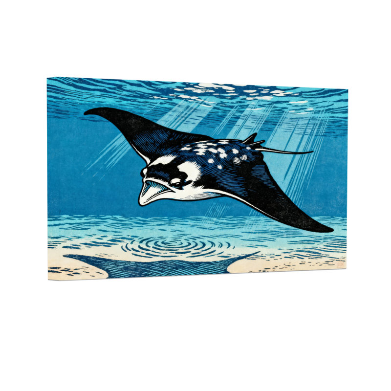 Impression de motif de nage de raies manta animaux sous l'eau, H 28 po x l 40 po