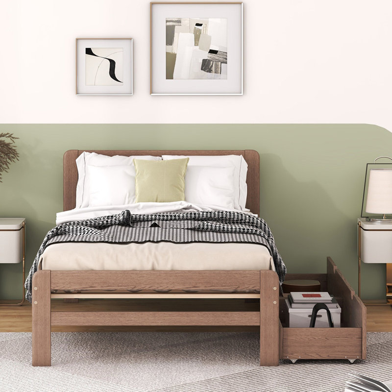 Emberlynne 35.4" Bed Frame, Walnut