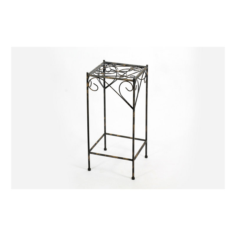 26.18" Large Celtic Clover Square Black / Gold Cast Metal Plant Stand