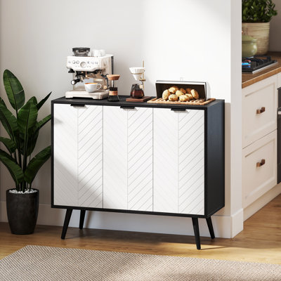 36" Sideboard, Buffet Cabinet with Adjustable Shelves, Black