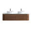 Meuble-lavabo mural de 60 pouces avec lavabo rond double à rayures blanches Carrara et tiroirs de rangement-483256512-483256518-483256519