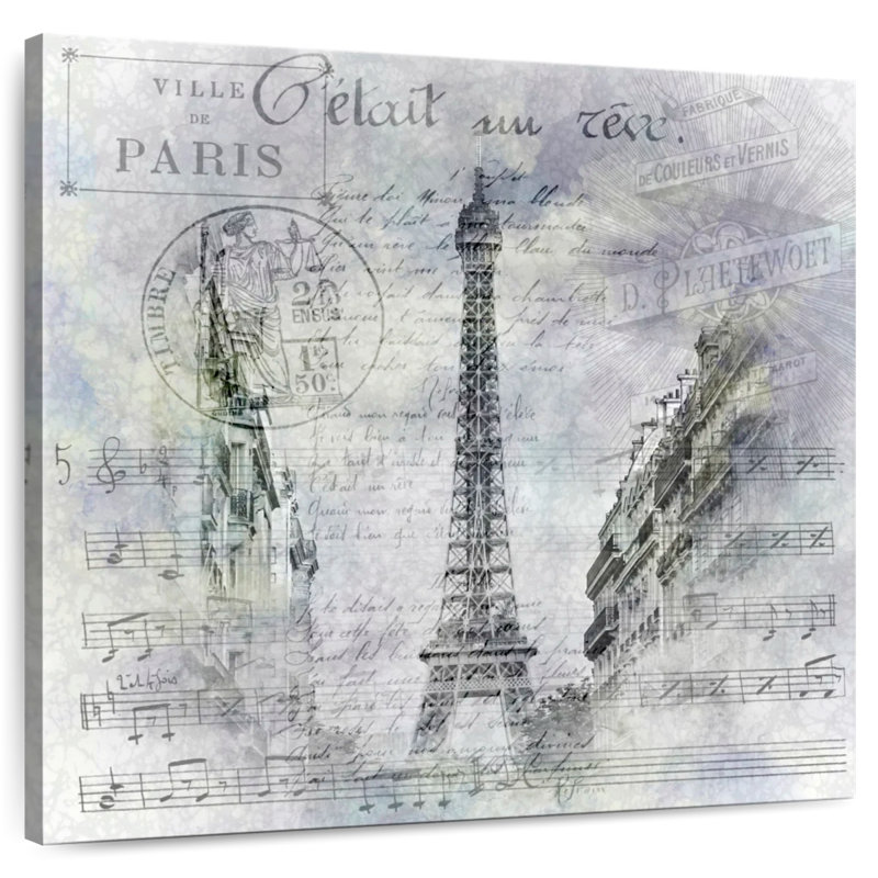 Scène de rue de la Tour Eiffel, H 10 po x l 10 po