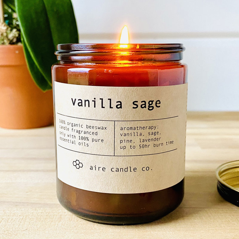Bougie vanille sauge cire d'abeille