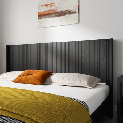 Wooden Headboard Wall Panel with Recessed Grooves