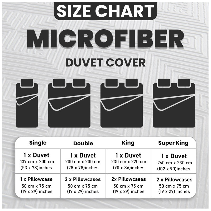  Bedding, White, Kingsize Duvet Cover + 2 Standard Pillowcases