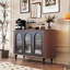 Buffet en bois massif noir et noyer