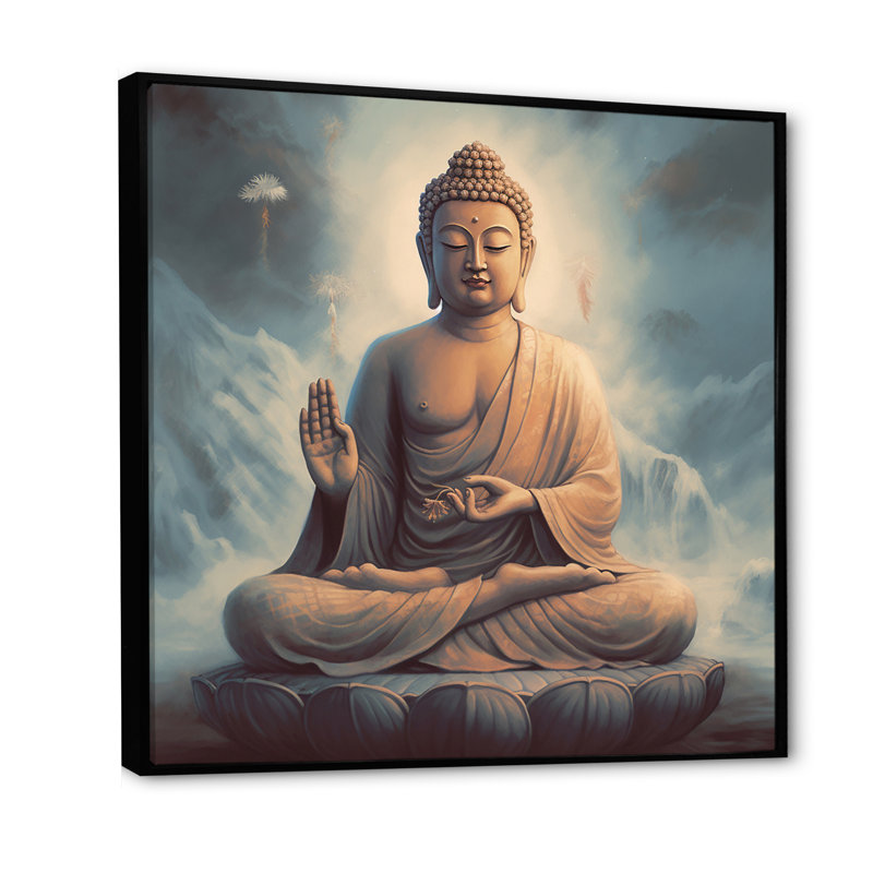 "Statue of Buddha", reproduction sur toile, Cadre flottant noir, 30" H x 30" W
