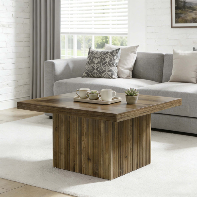 Table basse carrée en bois, Brun