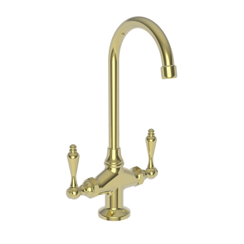 Nadya Double Handle Bar Faucet, Uncoated Polished Brass - Living