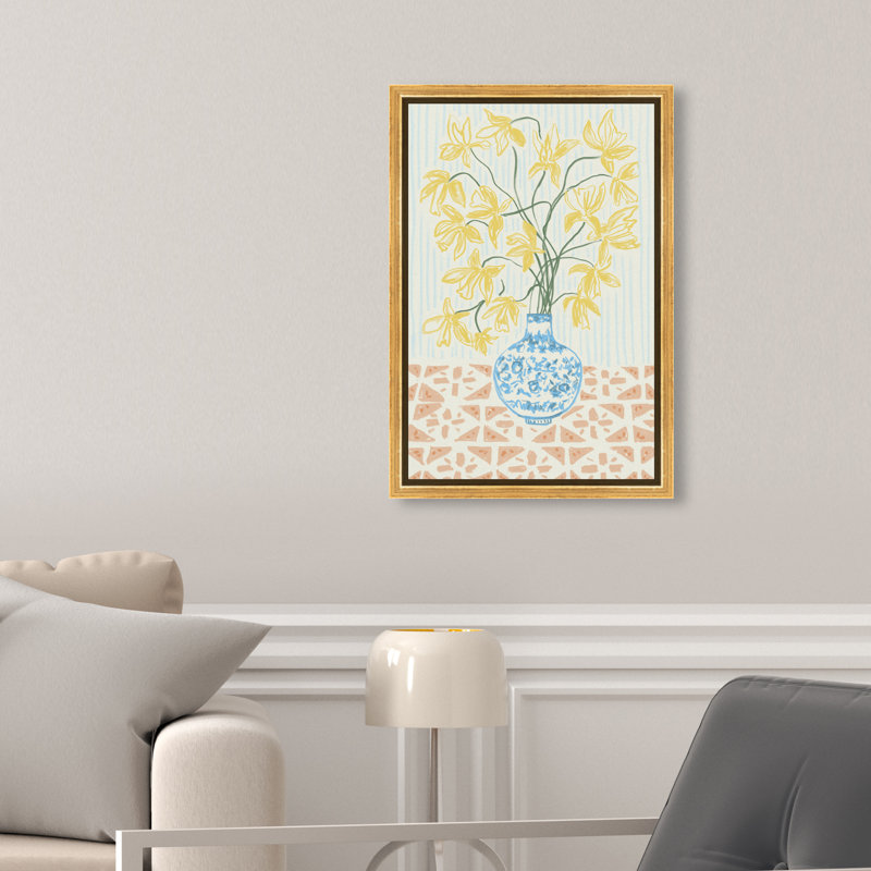 Yellow Iris Summer Print by Oliver Gal, 25"H x 17"W, Gold Floater Frame