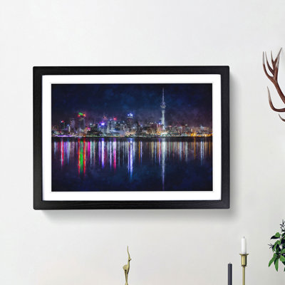Reflections of the Auckland Skyline - Picture Frame Painting Print
