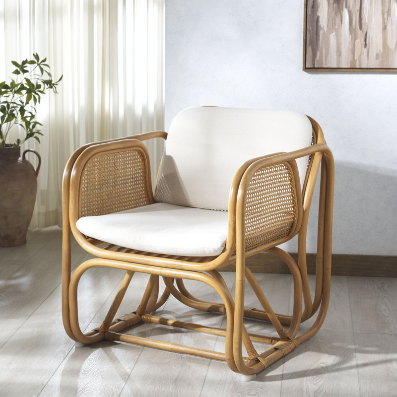 Brauner Rattan Pole Accent Chair