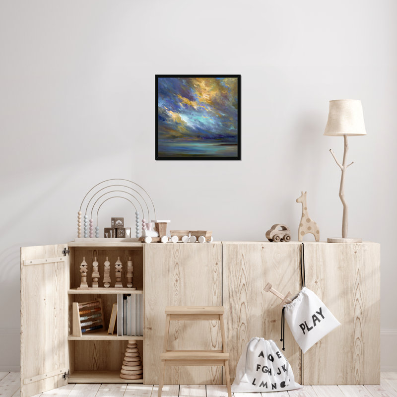 Coastal Clouds #30 by Sheila Finch - Painting, Black Framed Paper Print, 55cm H x 55cm W x 2.3cm D