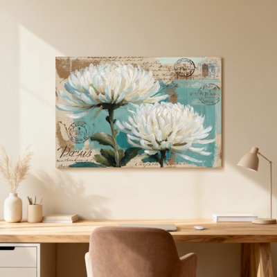 Plantes et fleurs, carte postale rétro, bleu de Paris