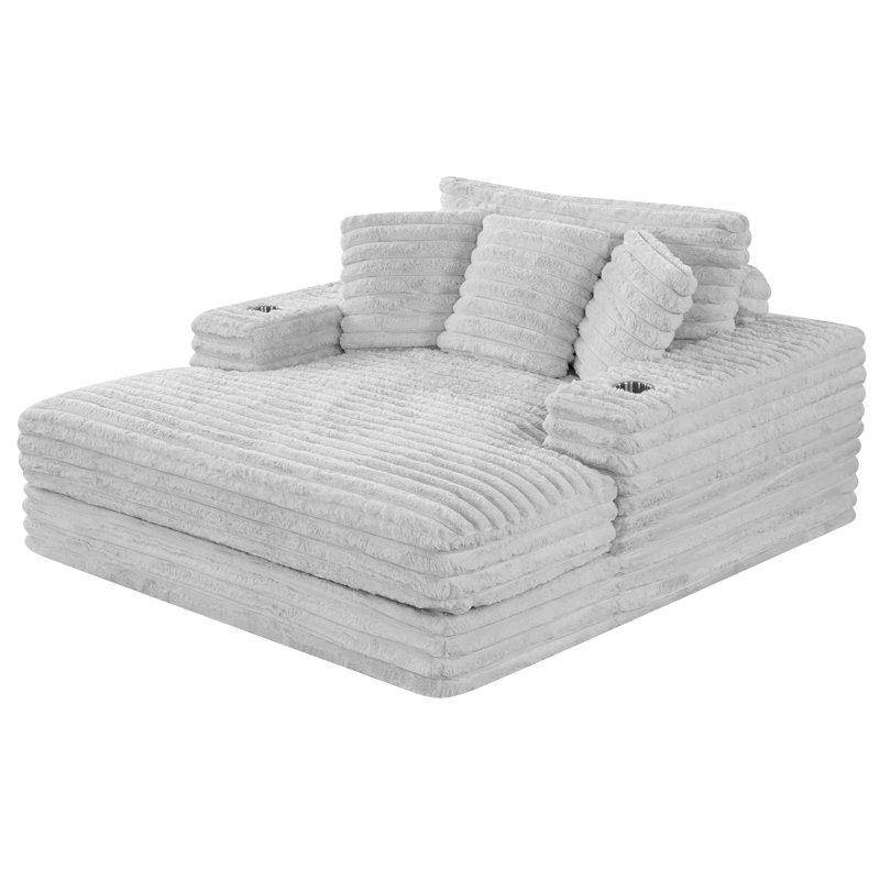 Méridienne extra large Plush, Gris clair
