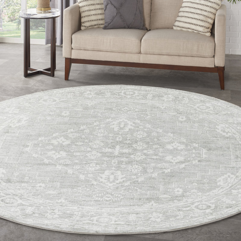 Tapis d'intérieur lavable en machine Bungalow Rose, Rond 7 pi 10 po
