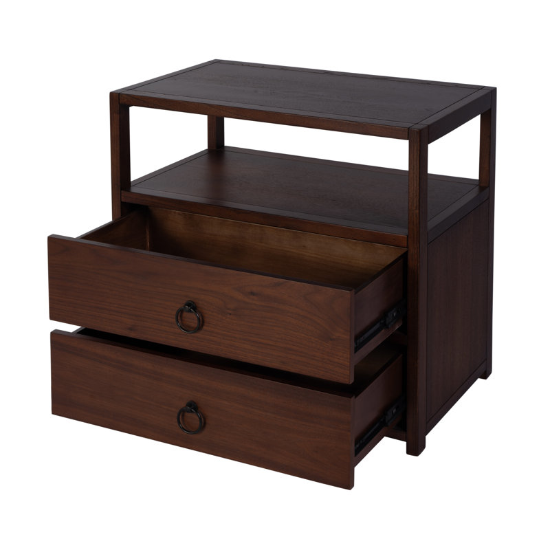 Lark 2 Drawer Wide Nightstand, Brown