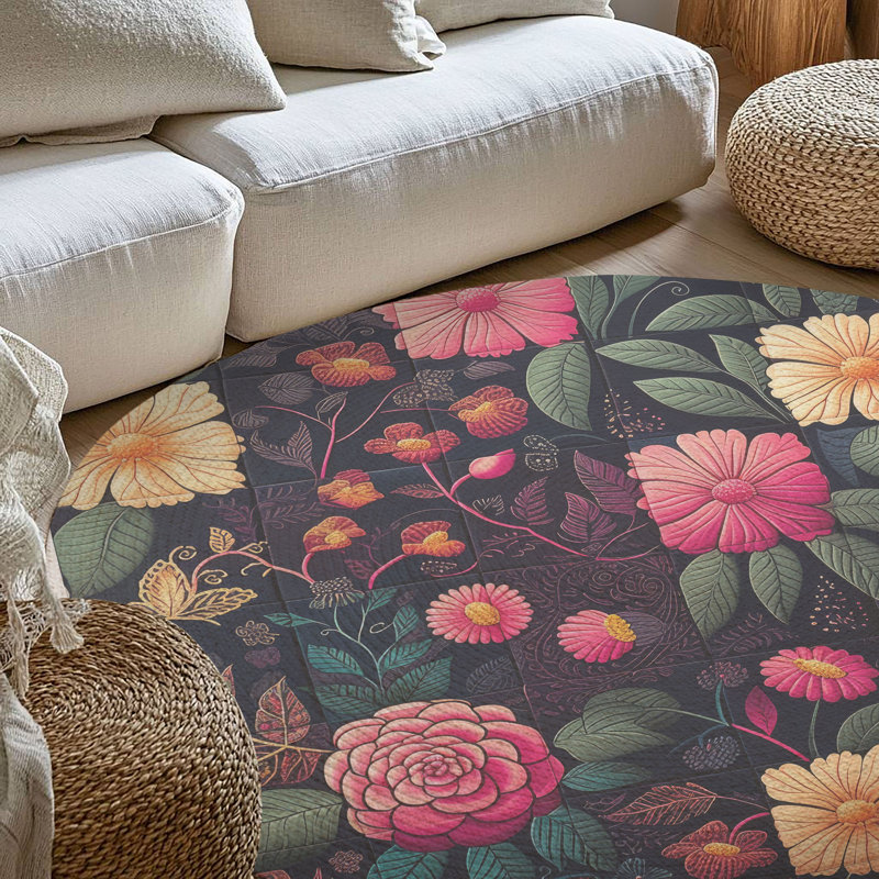 Tapis tressé Petal Harmony, Rond 5 pi