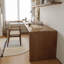 Bureau rectangulaire en bois massif brun clair-719353688-719353691