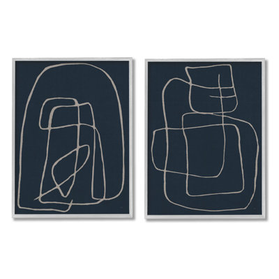 Contemporary Line Squiggle Shapes, ensemble de 2 estampes numériques par Susan Jill