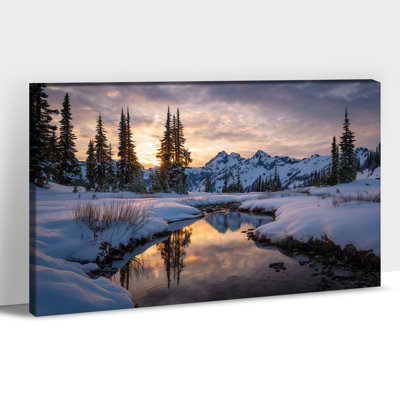 Art mural grand paysage d'hiver - Scène d'hiver, décoration murale pour le salon, forêt d'hiver, art mural sur toile pour la décoration intérieure, scène d'hiver neige, toile tendue avec cadre tendu, 32 po x 48 po