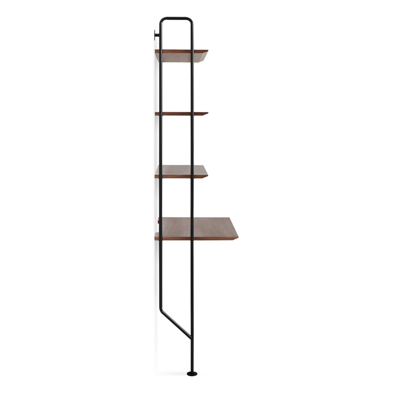 Hitch Metal Base Leaning / Ladder Desk, Black, Walnut