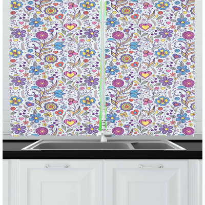Floral Pointed Kitchen Curtain
